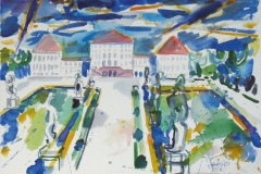 811, München, Schloss Nymphenburg, 1984, Aquarell, 56,5 x 39 cm