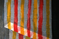0627, rot gelb gestreift, 104x135 cm, Acryl / Leinwand
