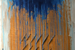 0628, blau gold gestreift, 1978, 104x134 cm, Acryl / Leinwand