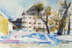 1161, Fieberbrunn, Schloss Rosenegg, 1986, Aquarell, 56,5 x 39 cm