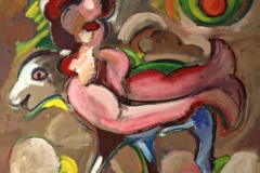 0130, Frau mit Esel, 1973, 100x80 cm, Acryl / Leinwand
