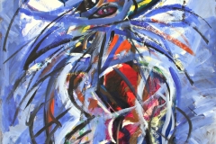 0159, Federntausch der Schönen, 1992, 80x100 cm, Acryl / Hartfaserplatte