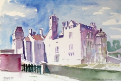 604, Chateau de Creully, 1989, Aquarell, 56,5 x 38 cm