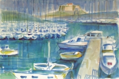 672, Antibes, Hafen, 1994, Aquarell, 57 x 38 cm