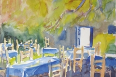 2005, Paros, Gastgarten, Aquarell, 40 x 30 cm