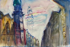 1425, Innsbruck, Stadtturm, Aquarell, 56,5 x 38 cm