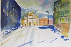 1525, Innsbruck, Triumphpforte, 1984, Aquarell, 52,5 x 40 cm