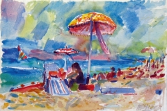 703, Strand bei Piran, 1983, Aquarell, 57 x 39 cm