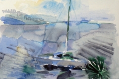 709, Bucht bei Opatija, 1985, Aquarell, 38 x 28 cm