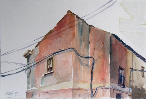 5056, Haus in Lettoiano, 1992, Aquarell, 48 x 33 cm