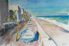 2048, Strandpromenade bei Lettoiano, 1992, Aquarell, 56 x 37,5 cm
