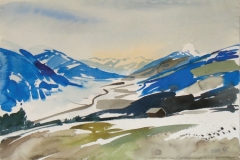 1045, Kirchberg, Blick ins Brixental, 1985, Aquarell, 56,5 x 39 cm