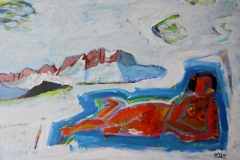 0016, Badenixe vor Kaiser, 103x73 cm, Acryl / Hartfaserplatte