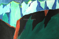 0023, Gebirgskette, 64x50 cm, Acryl / Karton