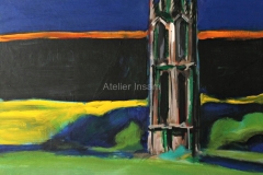 0041, Kirchturm in Wien, 56x60 cm, Acryl / Hartfaserplatte