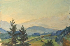 0662, Auf dem Berg, 1943/44, 33,5x24,5 cm, Öl / Karton