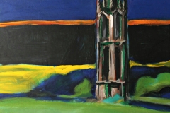 0041, Kirchturm in Wien, 56x60 cm, Acryl / Hartfaserplatte