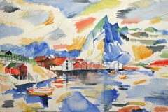 3247, Landschaft Norwegen, Aquarell/Papier, 39x57 cm