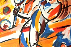 0081, Tennisspieler kunterbunt, 100x120 cm, Acryl / Leinwand