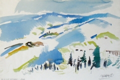 786, Blick auf Modriach, 1981, Aquarell, 57 x 39 cm