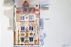 802, Graz, Haus in der Sporgasse, 1984, Aquarell, 37,5 x 28,5 cm