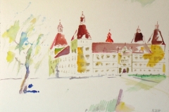 891, Schloss Eggenberg bei Graz, Aquarell, 36 x 26 cm