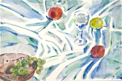 10004, gedeckter Tisch, 1992, Aquarell / Papier, 38x57 cm