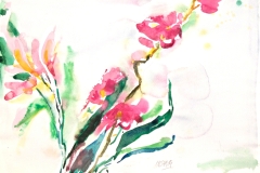 10006, Lila Blumen, Aquarell / Papier ,36x51 cm