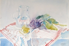 921, Stillleben mit Krug und Gemüse, Aquarell, 48,2 x 32,8 cm
