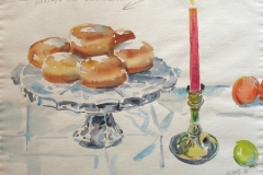 960, Krapfen mit Zuckerguss, 1986, Aquarell, 56,5 x 38,5 cm