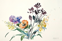 10002, zarter Blumenstrauß, 1992, Aquarell / Papier, 38x56 cm