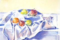 10036, Äpfel am Tisch, Aquarell / Papier, 40x50 cm
