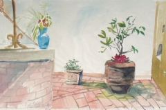 938, Auf der Terrasse, 2000, Aquarell, 48 x 26,5 cm