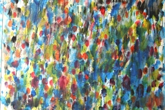 0316, bunte Tropfen, 1977, 104x134 cm, Acryl / Hartfaserplatte