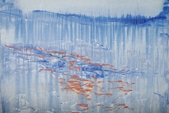 00295, Wasser blau orange, 1991, 100x80 cm, Acryl / Leinwand