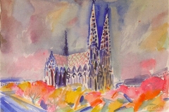 6198, Votivkirche, 1983, Aquarell, 39 x 28,5 cm