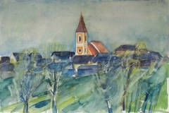 592, Burgenland, St. Michael, 1987, Aquarell, 56 x 38 cm