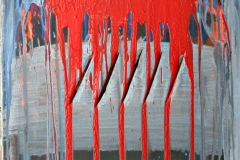 0648, rot zerschnitten, 1978, 50x60 cm, Acryl / Leinwand