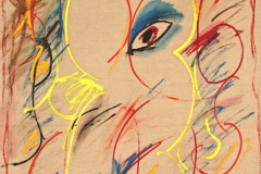 0160, Auge auf alter Leinwand, 1973, 85x100 cm, Acryl / Leinwand