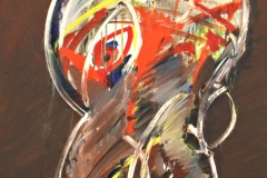 0162, Auge mit altem Holzrahmen, 1973, 55x89 cm, Acryl / Leinwand