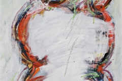 0222, Figur mit grossen Augen, 1973, 44x61 cm, Acryl / Hartfaserplatte