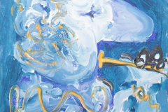 0431, Musiker, 1983, 30x40 cm, Acryl / Leinwand