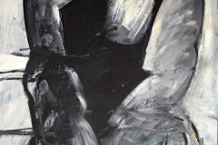 0874, 2 Skifahrer, 100x130 cm, Kohle / Papier auf Hartfaserplatte