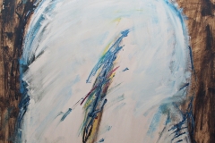 0176, Figur Mann Blau, 1973, 84x102 cm, Acryl / Hartfaserplatte