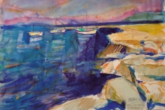 2023, Hafen von Prios-Paros, 1985, Aquarell, 38x56 cm