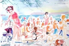 2030, Am Strand bei Prios, 1985, Aquarell, 33x47 cm