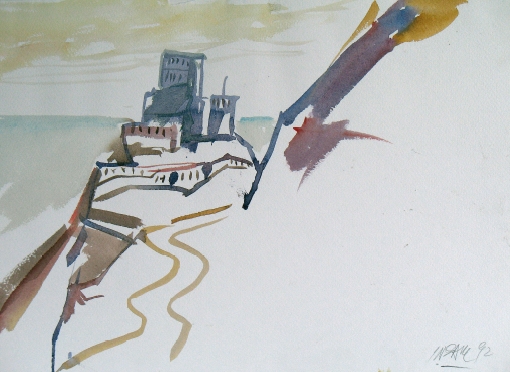 2040, Sarazenen, 1992, Aquarell, 48 x 33 cm