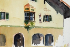1440, Kitzbühel, Hausfassade, Aquarell, 38 x 28 cm
