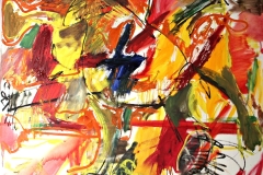 0641, bunter Hahn, 1970, 140x100 cm, Acryl / Leinwand