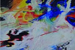 0813, bunter Schnee, um 1985, 80x100 cm, Acryl / Hartfaserplatte